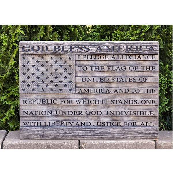 Pledge of Allegiance Flag Stone Sculpture